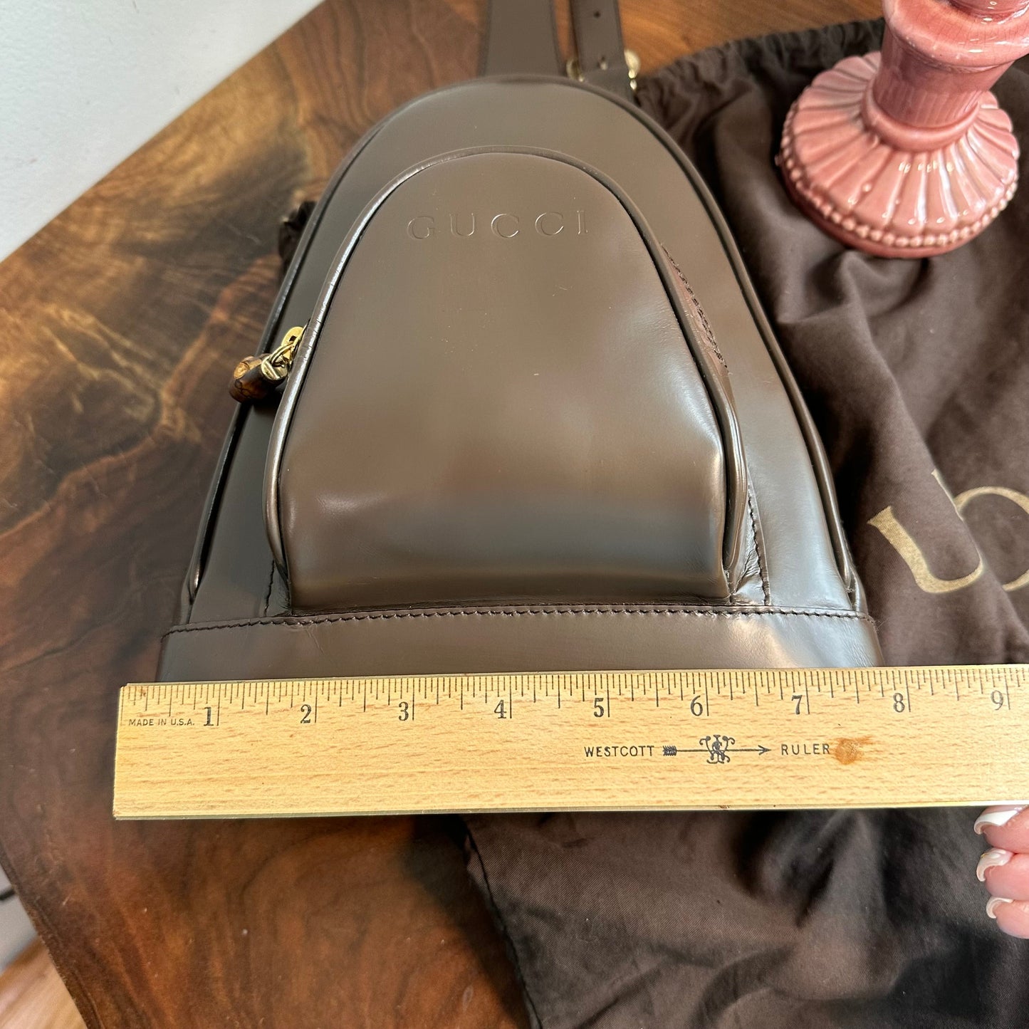 The Loon -Orvis bags Gucci Sling/Backpack in Brown Patent Leather