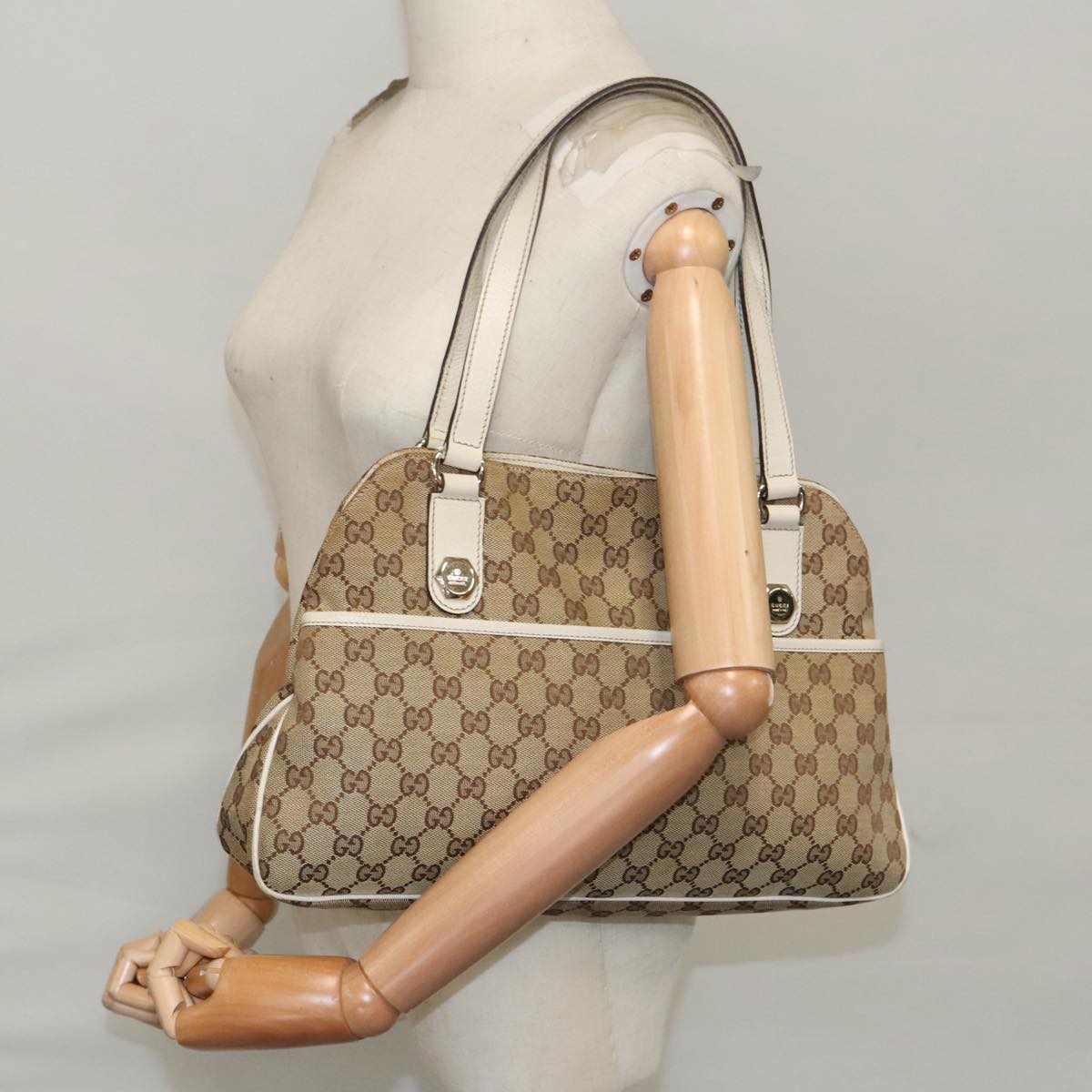 Gucci Charmy Beige Canvas Tote Bag