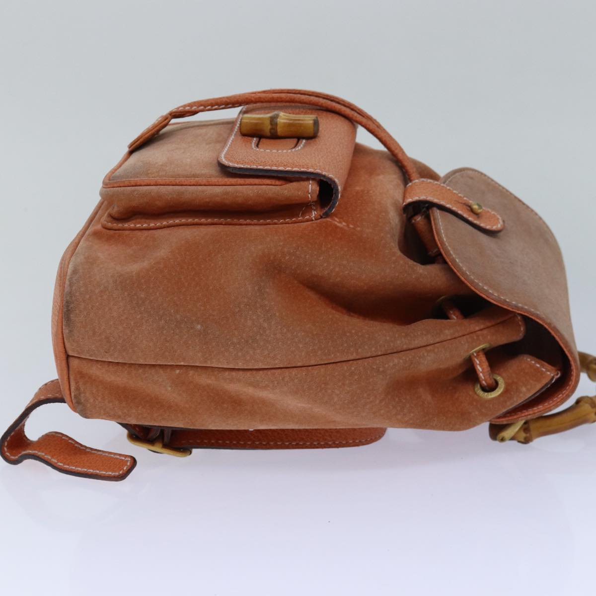 Gucci Bamboo Orange Suede Backpack Bag