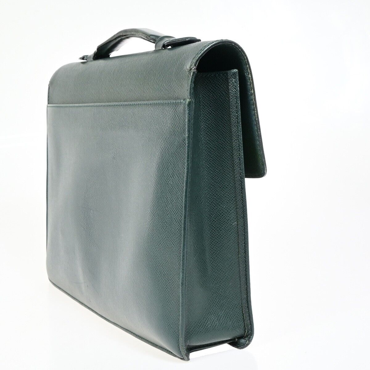 Louis Vuitton Serviette Kourad Green Leather Briefcase Bag