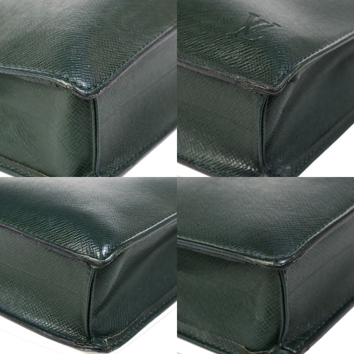 Louis Vuitton Serviette Kourad Green Leather Briefcase Bag