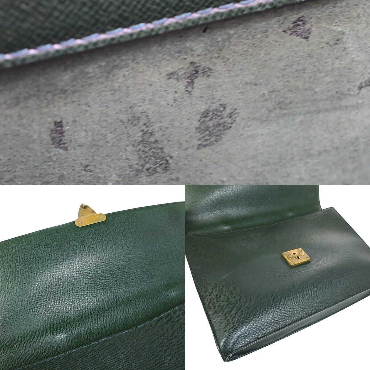 Louis Vuitton Serviette Kourad Green Leather Briefcase Bag
