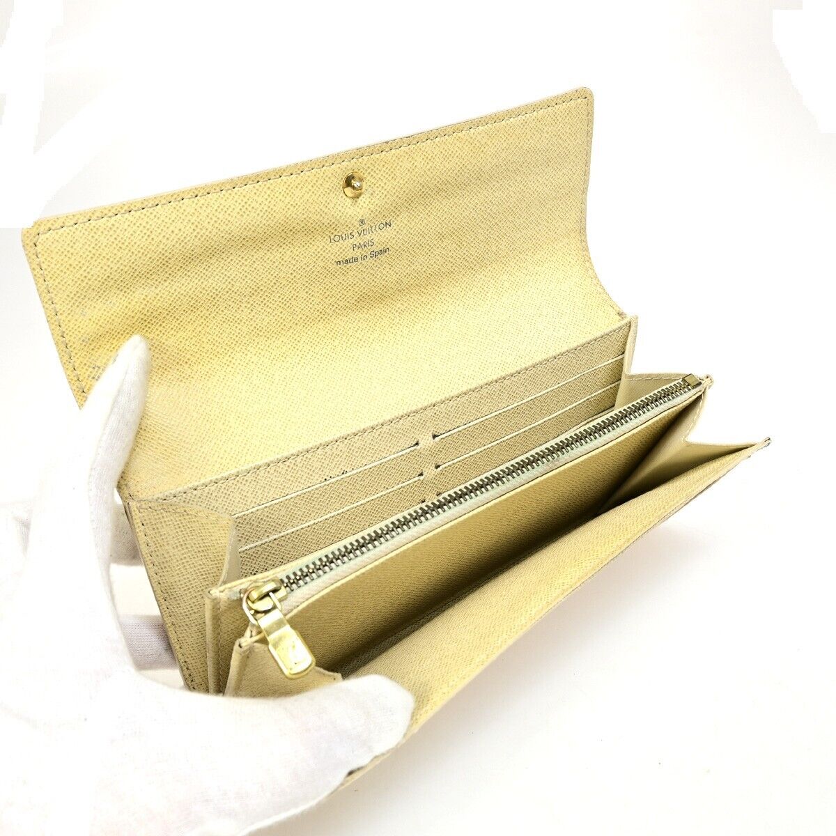 Louis Vuitton Portefeuille Sarah White White Gold Wallet