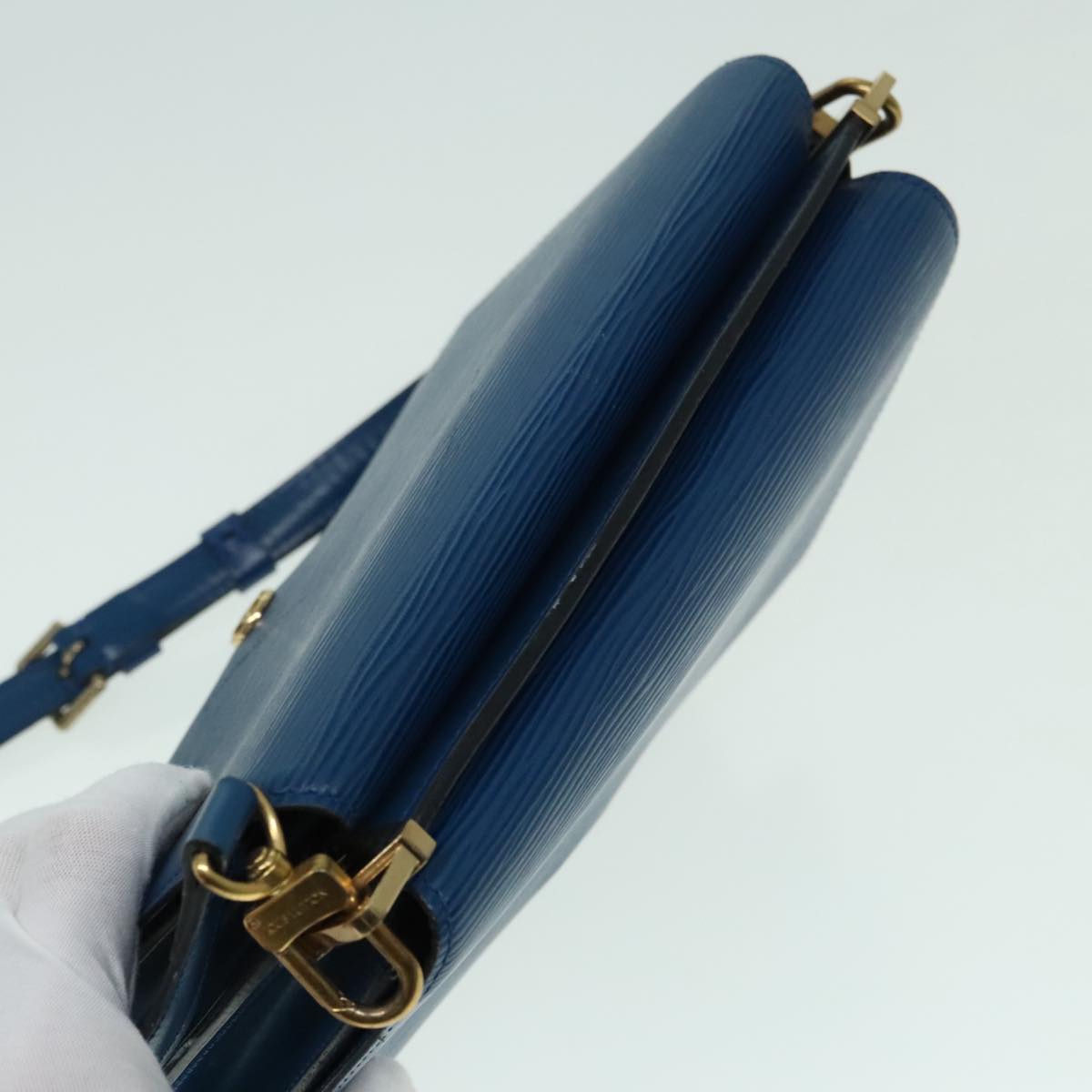 Louis Vuitton Grenelle Blue Leather Shoulder Bag