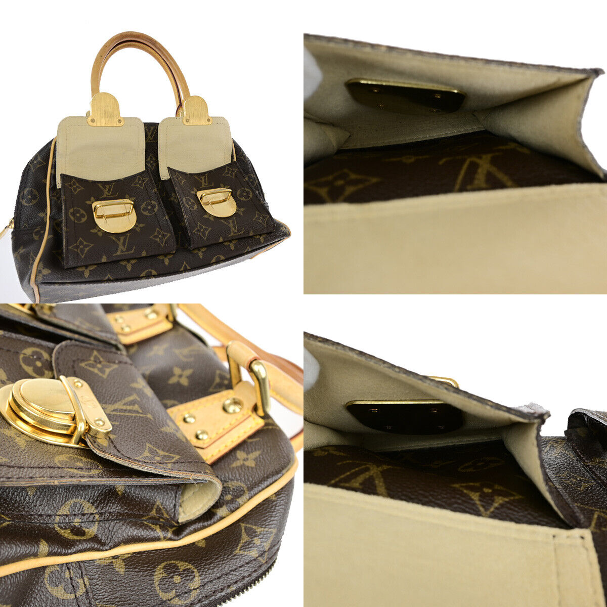 Louis Vuitton Manhattan Pm Brown Canvas Handbag