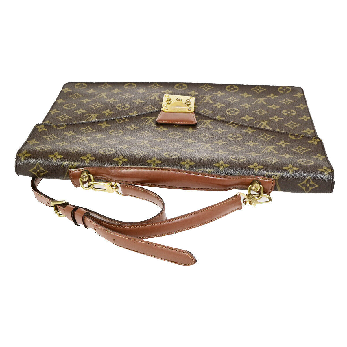 Louis Vuitton Porte Documents Brown Canvas Briefcase Bag