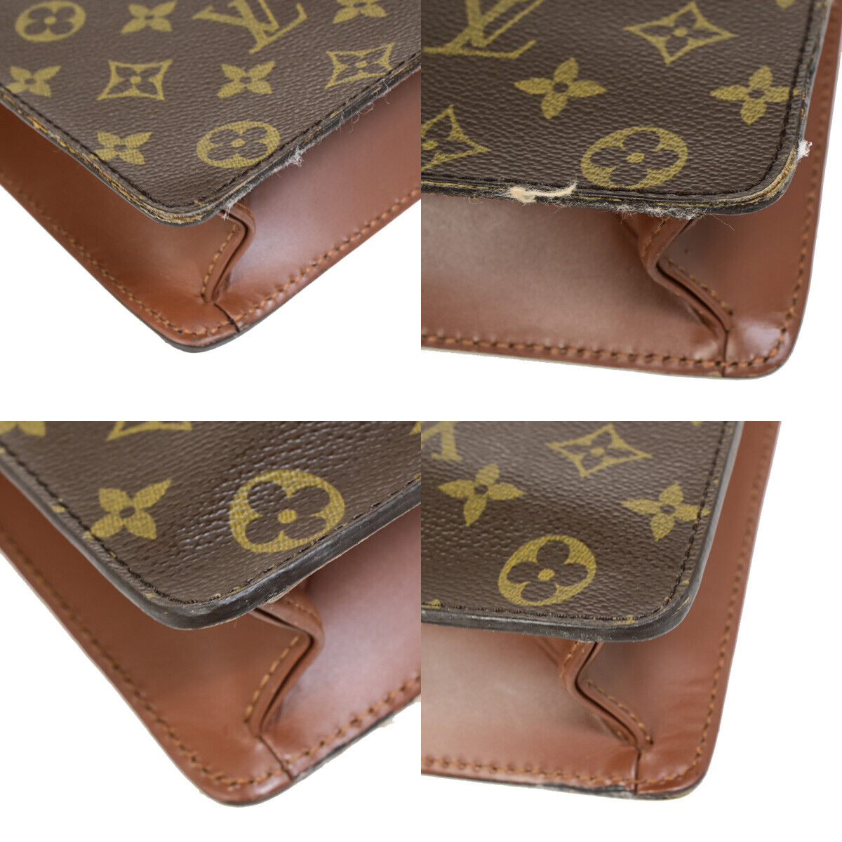 Louis Vuitton Porte Documents Brown Canvas Briefcase Bag