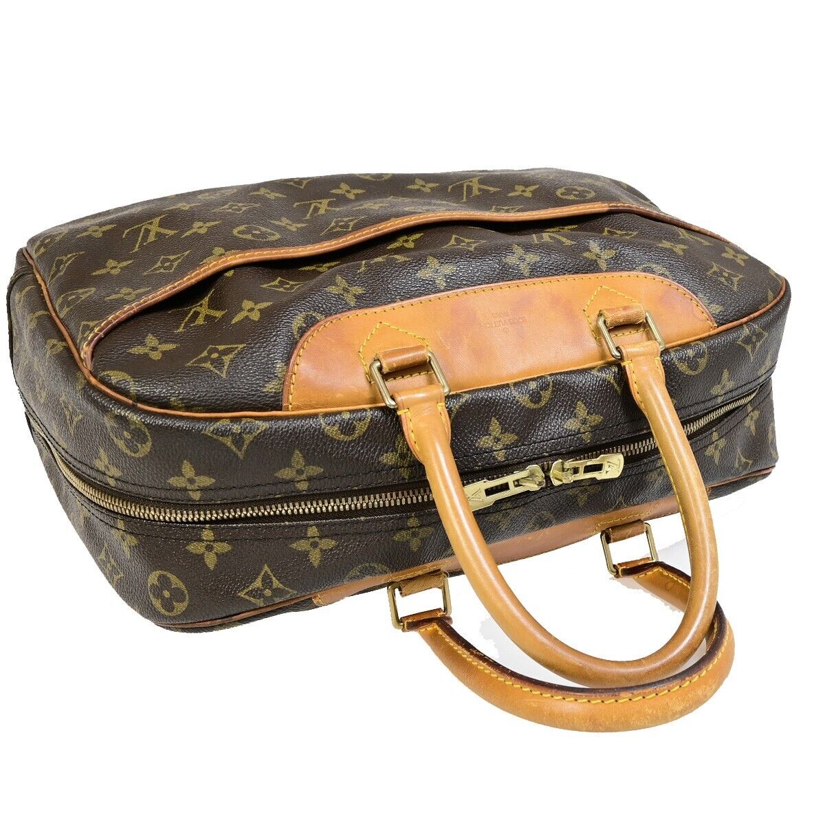 Louis Vuitton Deauville Brown Gold Plated Handbag