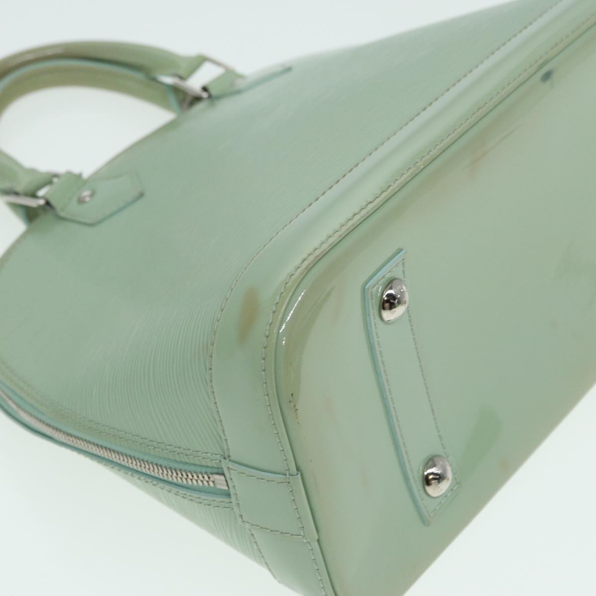 Louis Vuitton Alma Green Leather Handbag