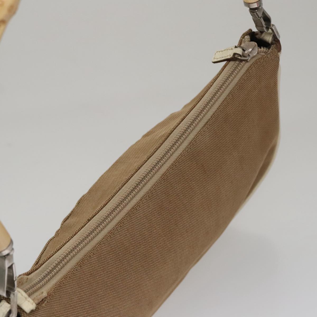 Gucci Bamboo Beige Canvas Shoulder Bag