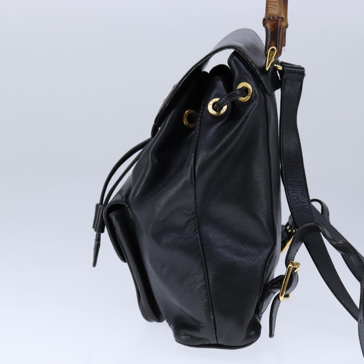 Gucci Bamboo Black Leather Backpack Bag
