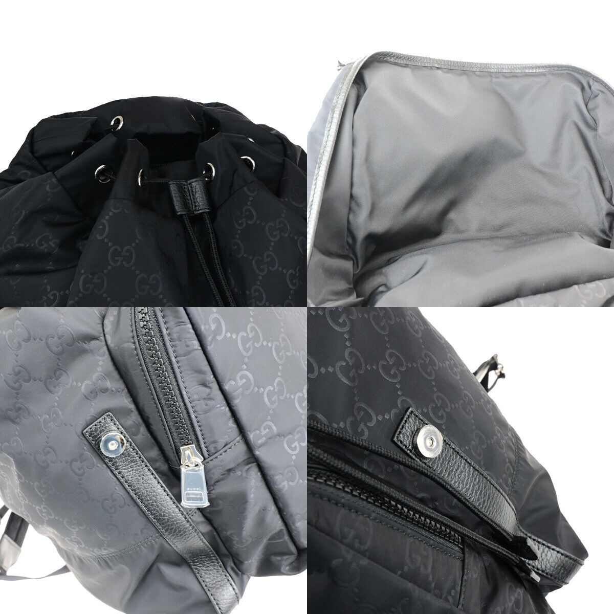 Gucci Guccissima Black Synthetic Backpack Bag