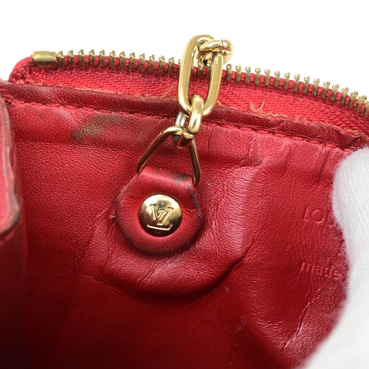 Louis Vuitton Pochette Clés Red Patent Leather Wallet