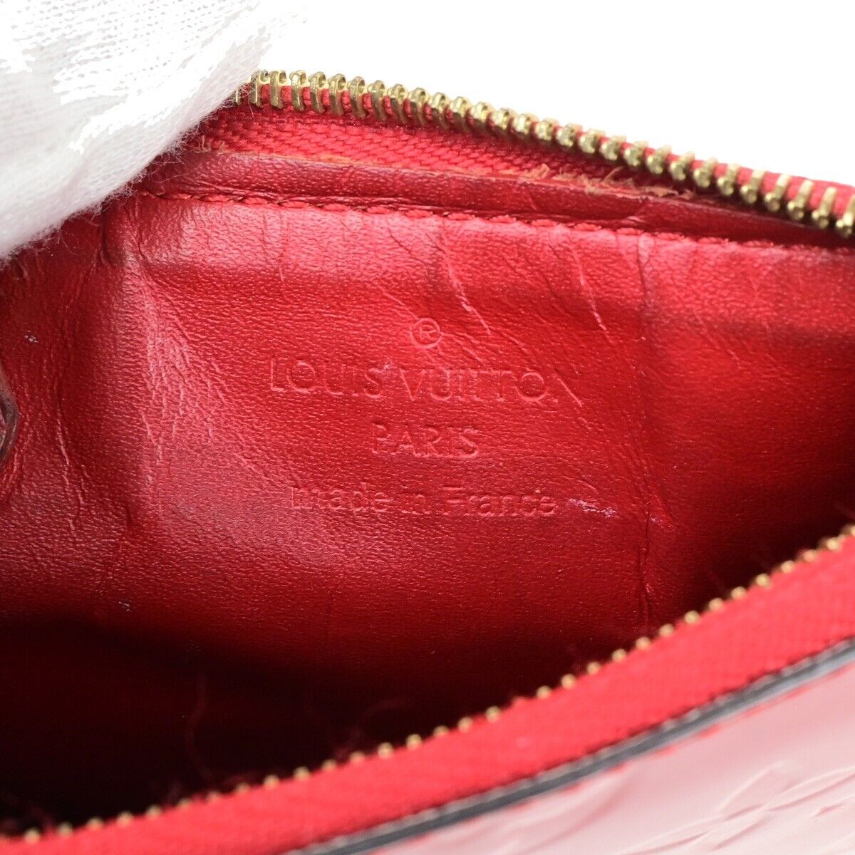 Louis Vuitton Pochette Clés Red Patent Leather Wallet