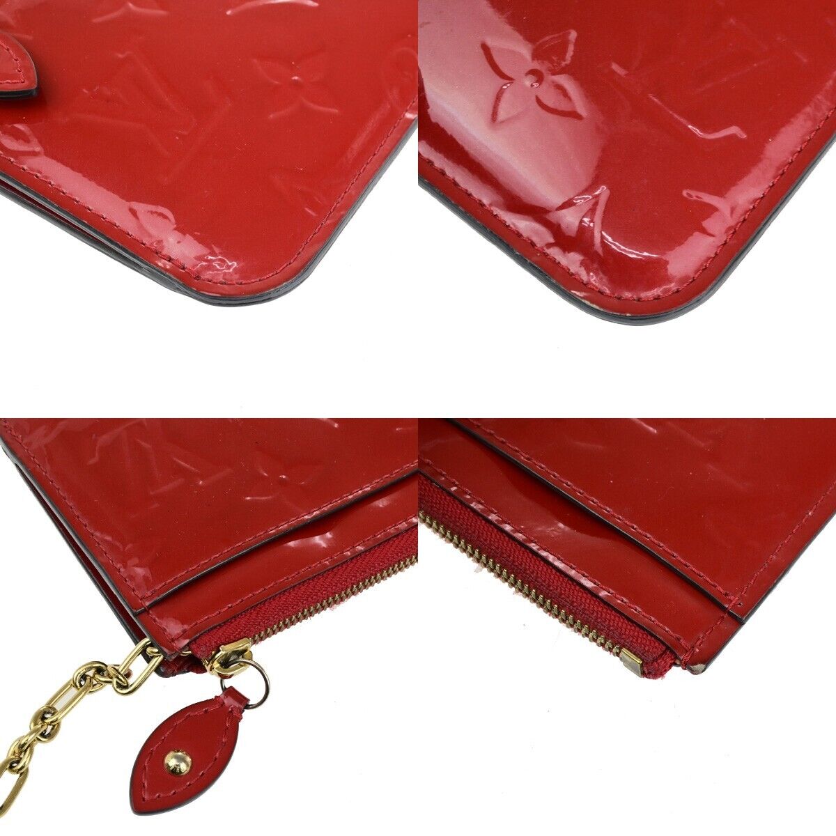 Louis Vuitton Pochette Clés Red Patent Leather Wallet
