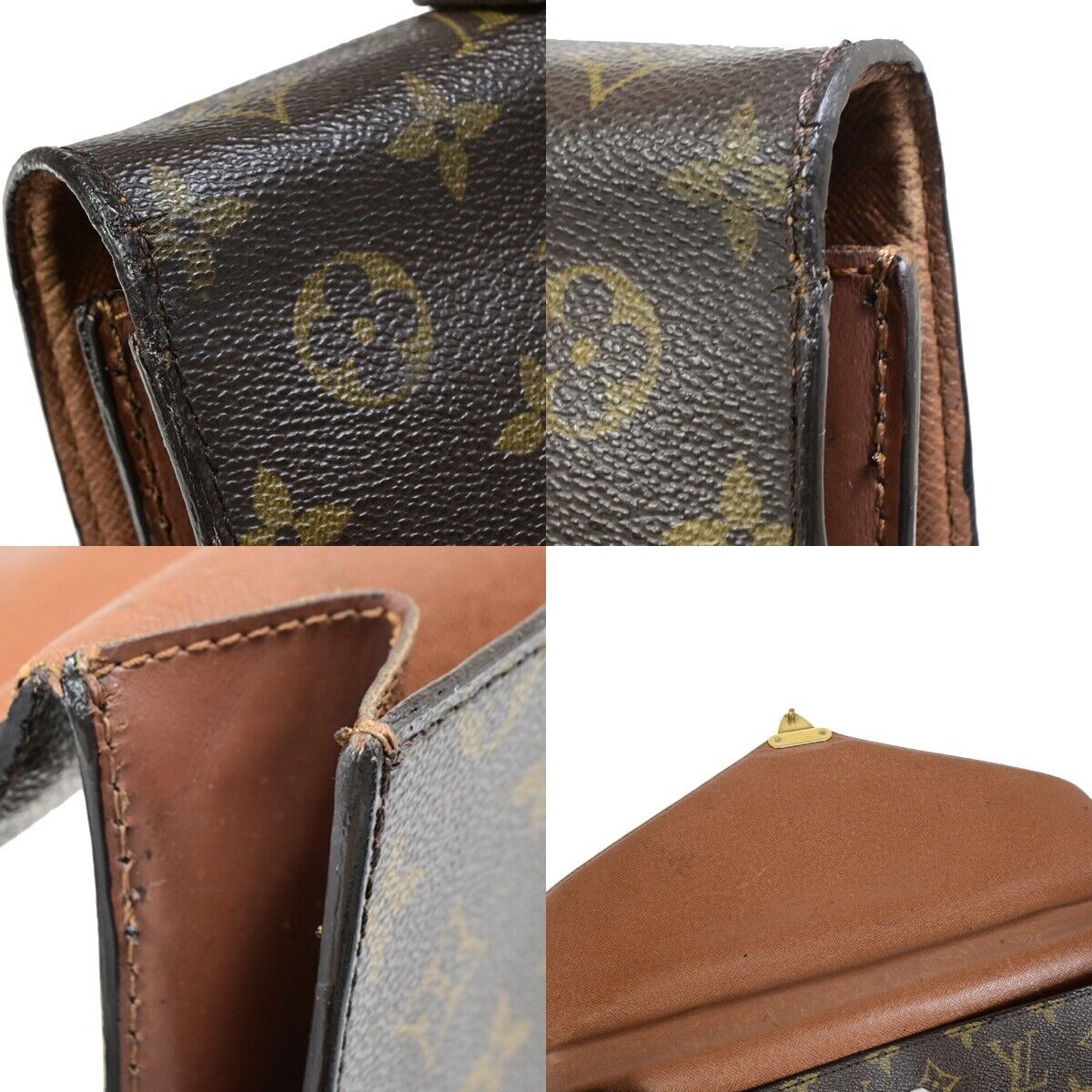 Louis Vuitton Porte Documents Brown Canvas Briefcase Bag