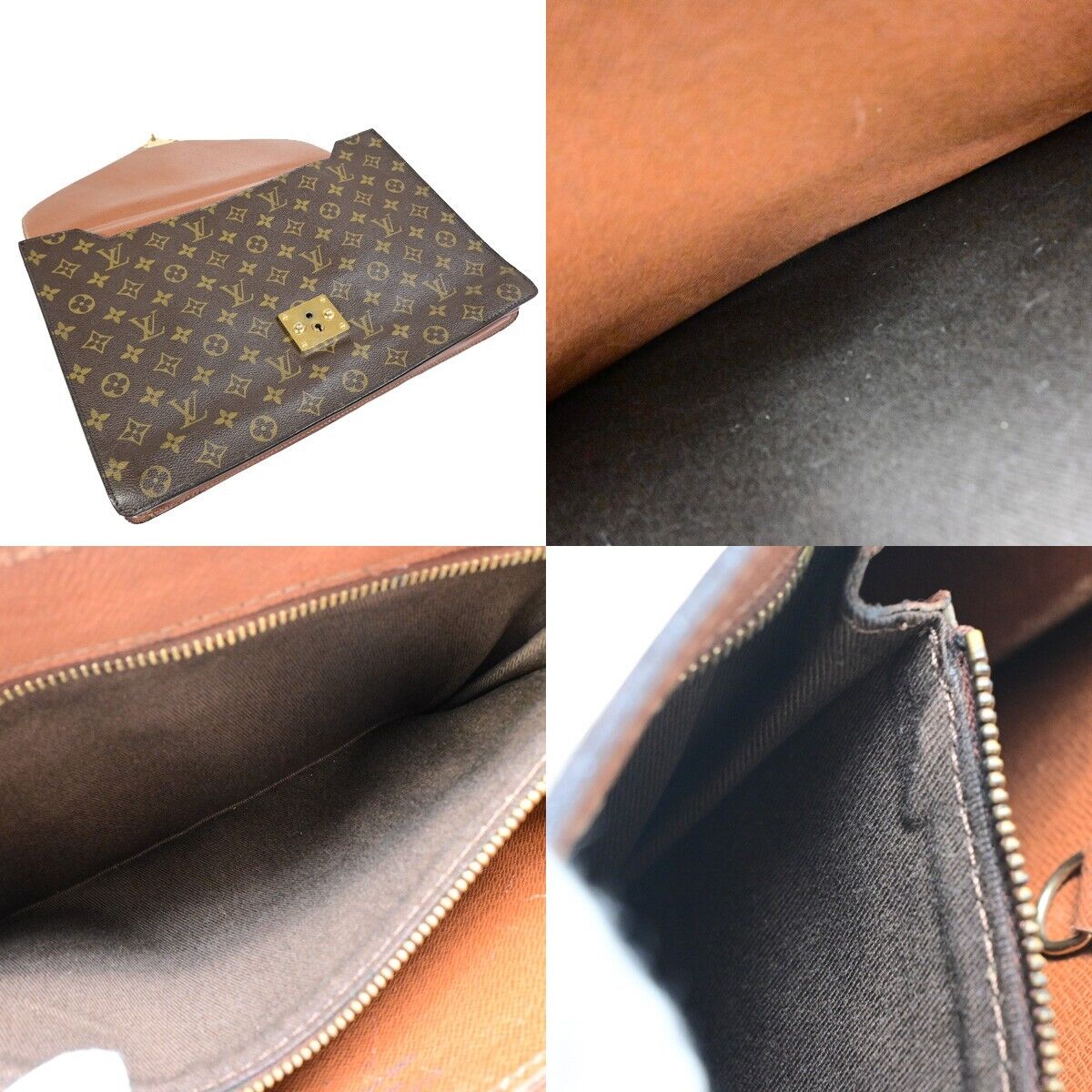 Louis Vuitton Porte Documents Brown Canvas Briefcase Bag