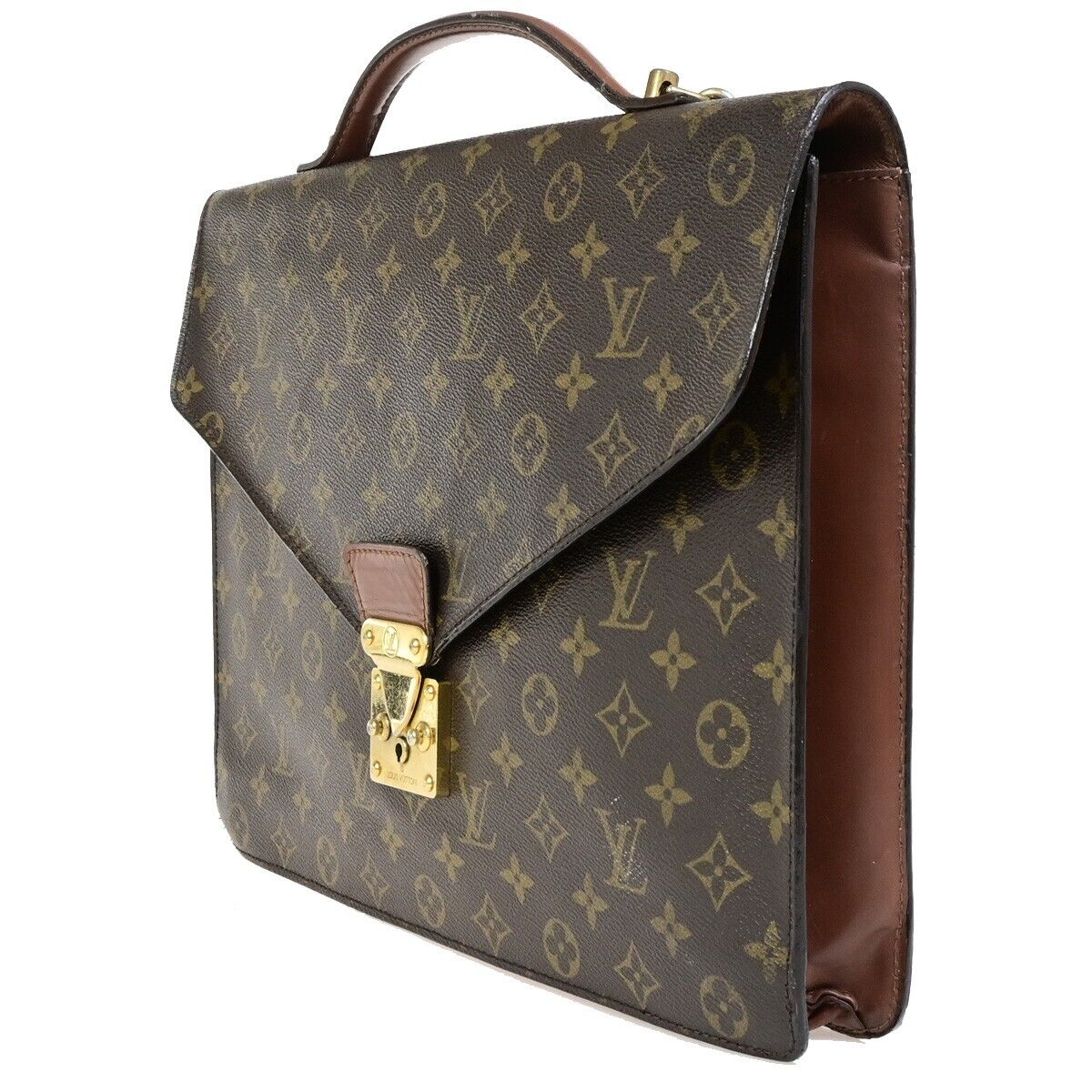 Louis Vuitton Porte Documents Brown Canvas Briefcase Bag