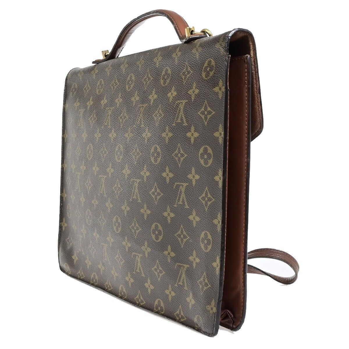 Louis Vuitton Porte Documents Brown Canvas Briefcase Bag