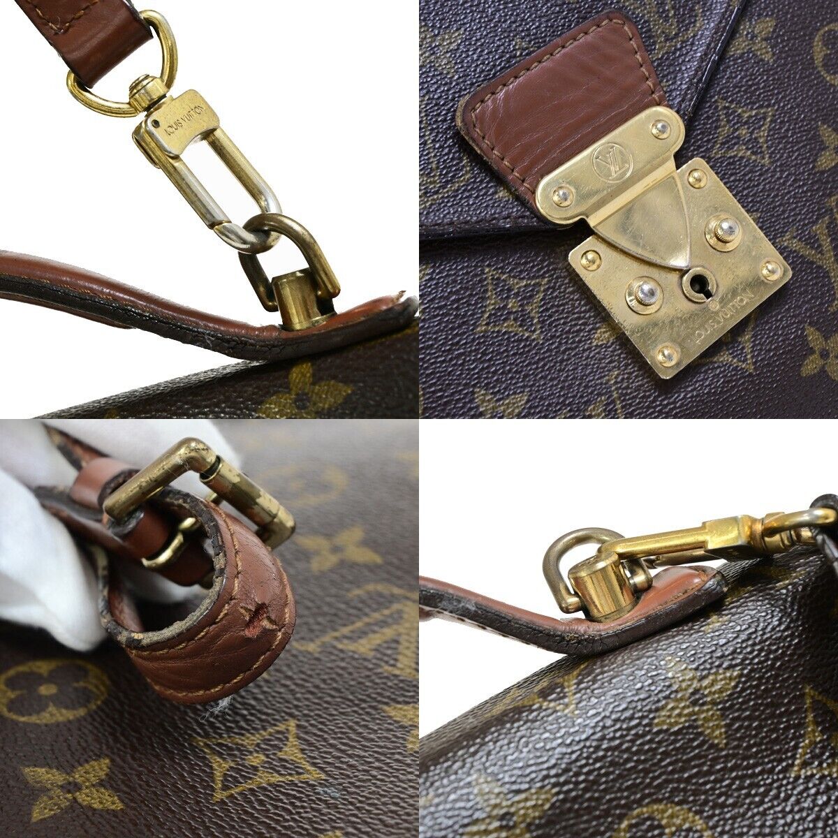 Louis Vuitton Porte Documents Brown Canvas Briefcase Bag