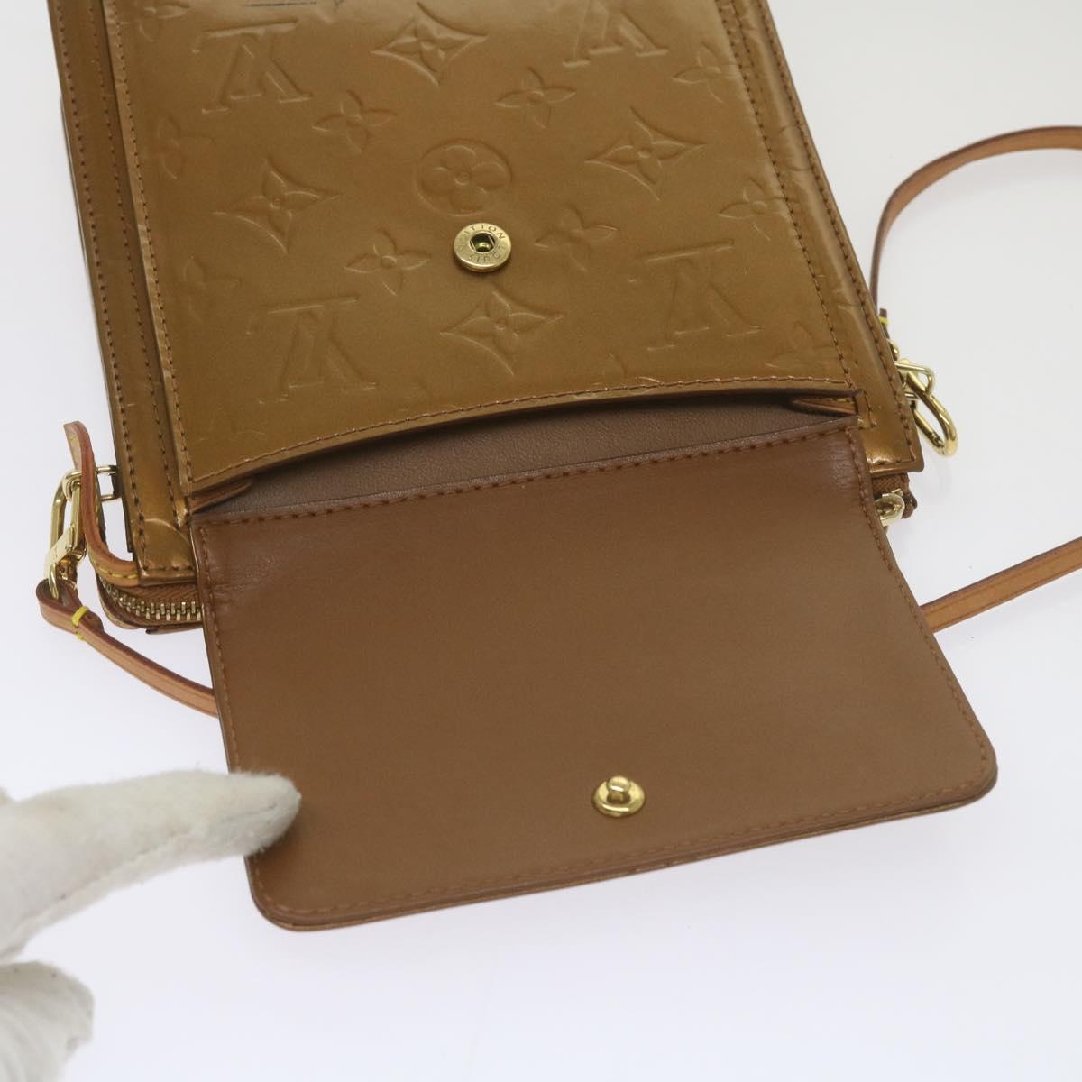 Louis Vuitton Mott Copper Patent Leather Handbag