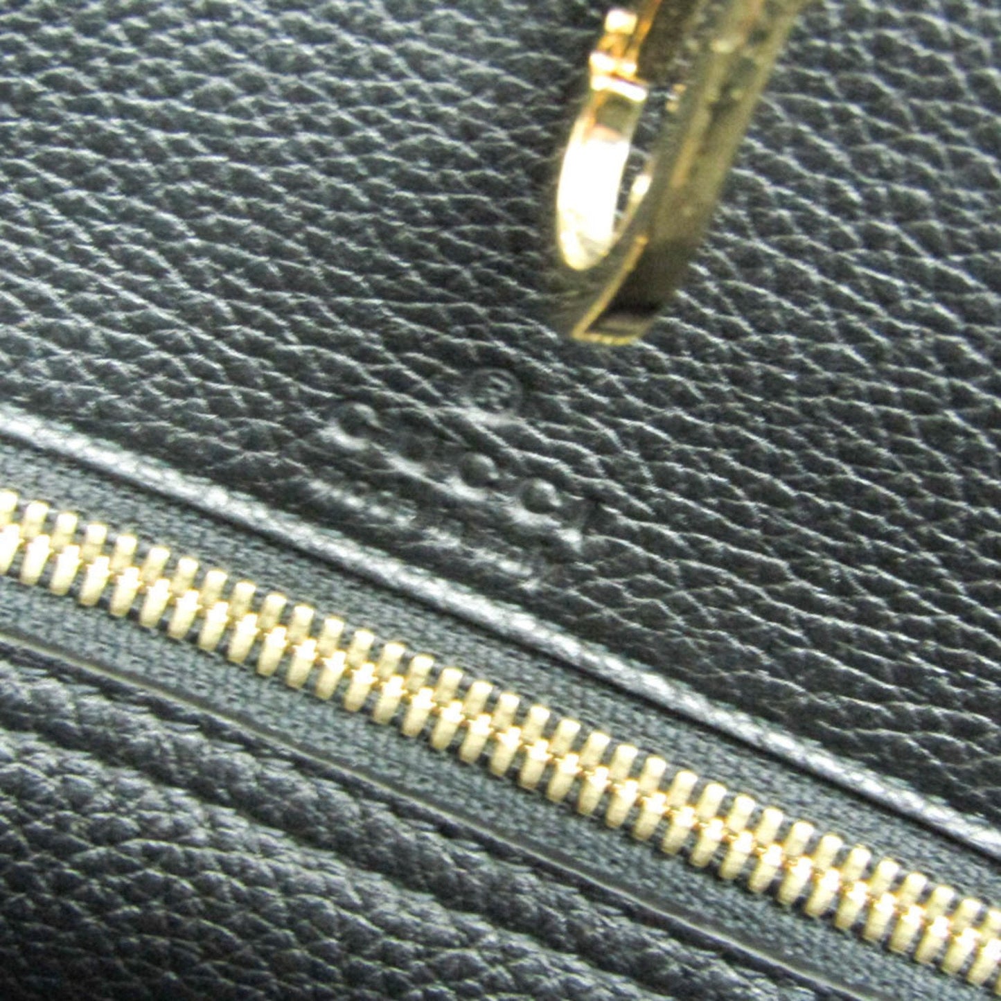 Gucci Logo Black Leather Tote Bag