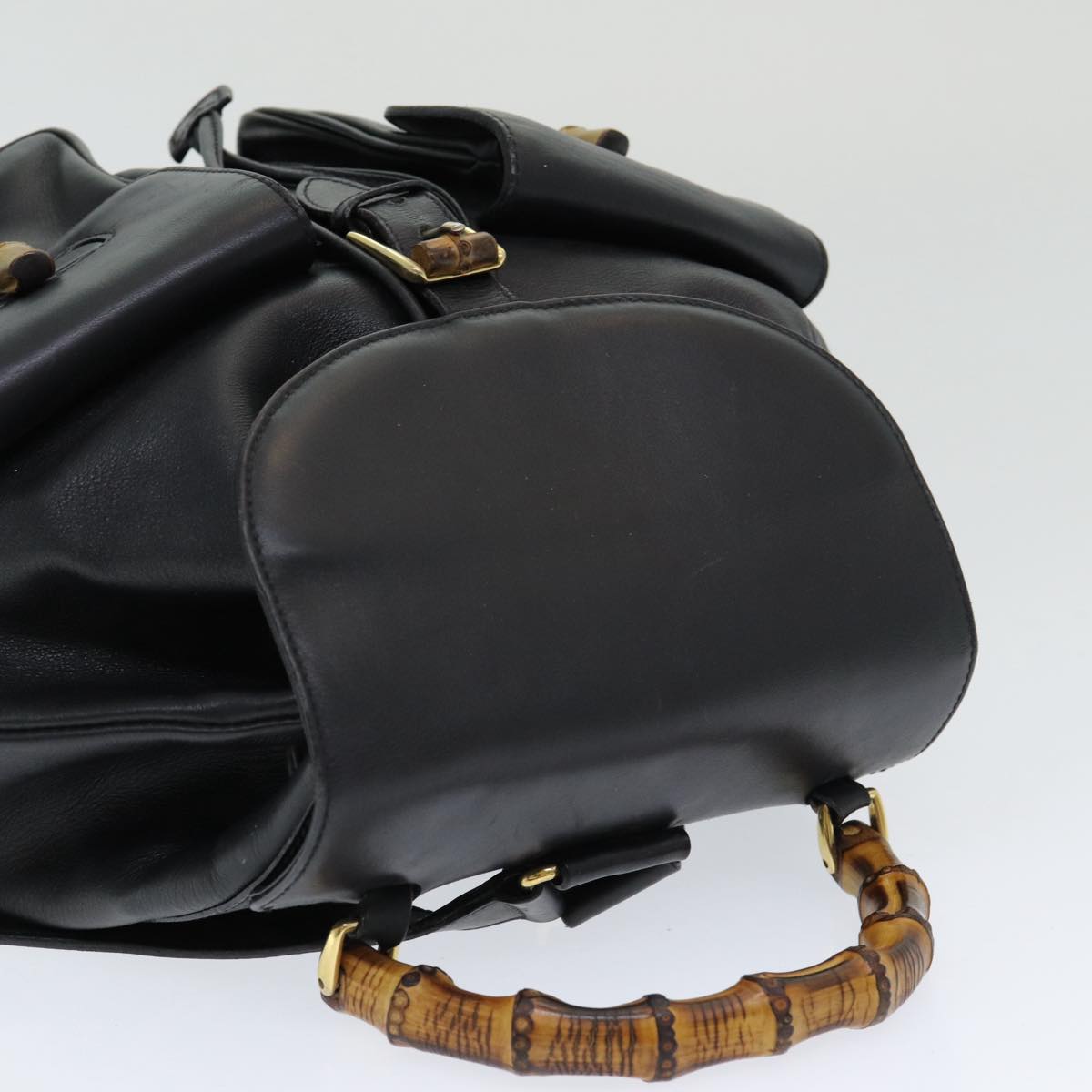 Gucci Bamboo Black Leather Backpack Bag