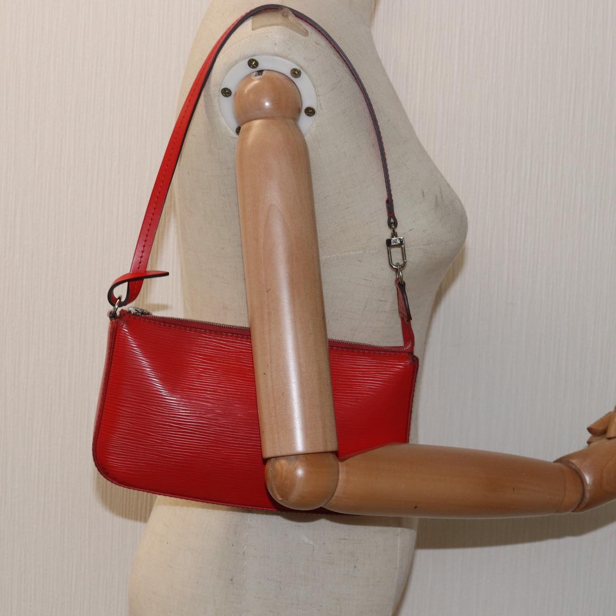Louis Vuitton Pochette Accessoires Red Leather Clutch Bag