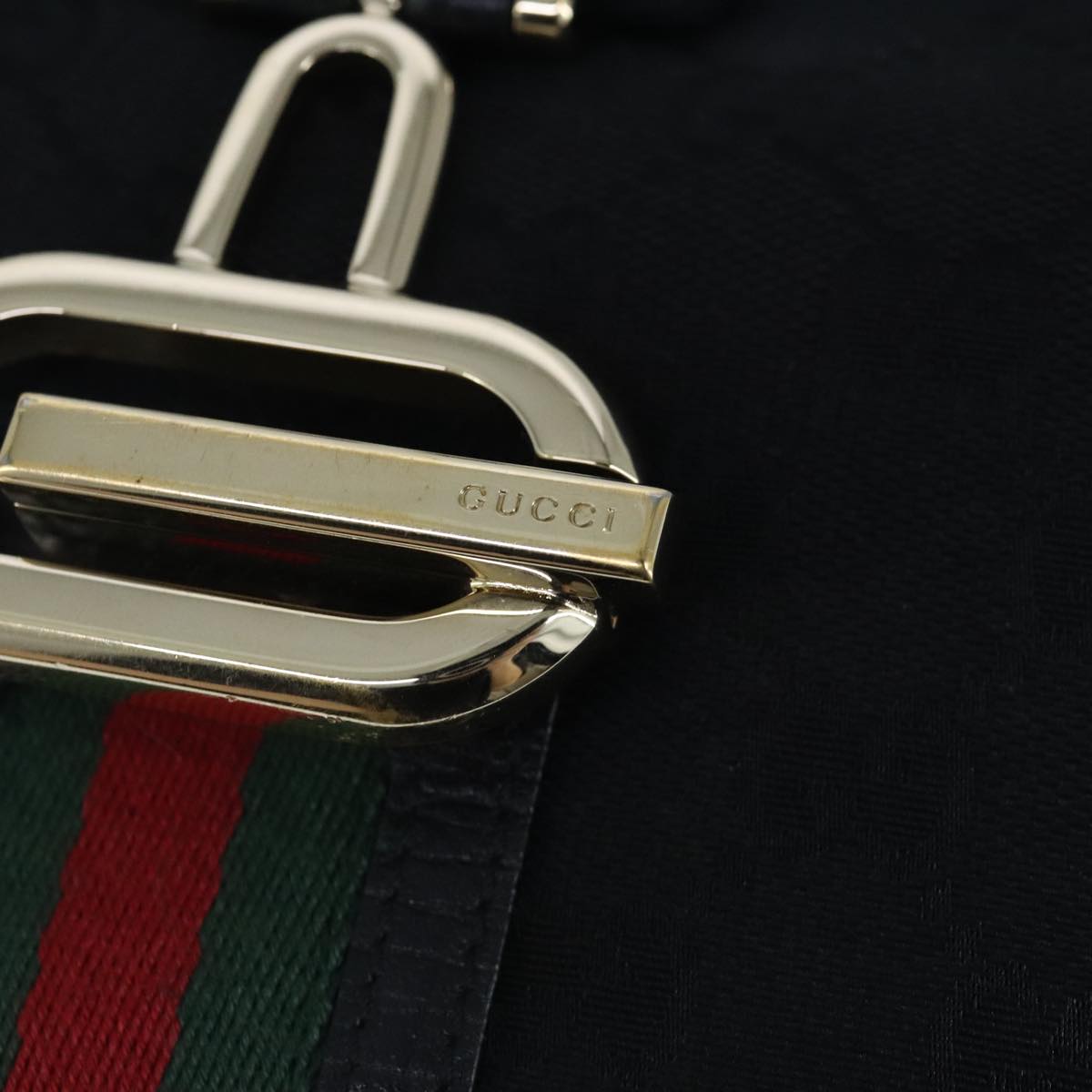 Gucci Sherry Black Canvas Shoulder Bag
