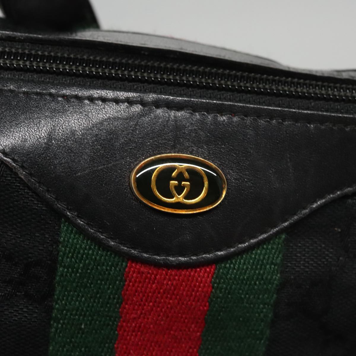 Gucci Sherry Black Canvas Shoulder Bag
