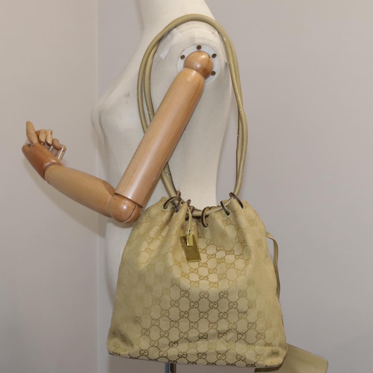 Gucci Beige Canvas Shoulder Bag