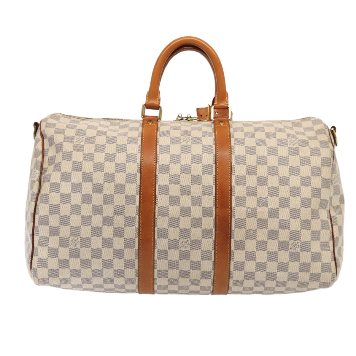 Louis Vuitton Keepall Bandouliere 45 White Canvas Travel Bag