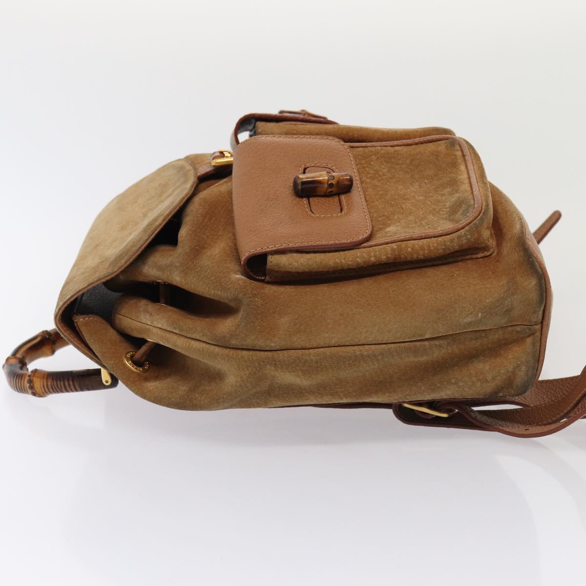 Gucci Bamboo Brown Suede Backpack Bag