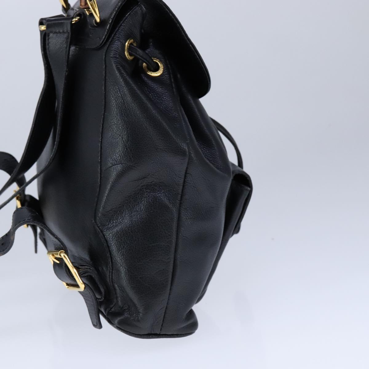 Gucci Bamboo Black Leather Backpack Bag