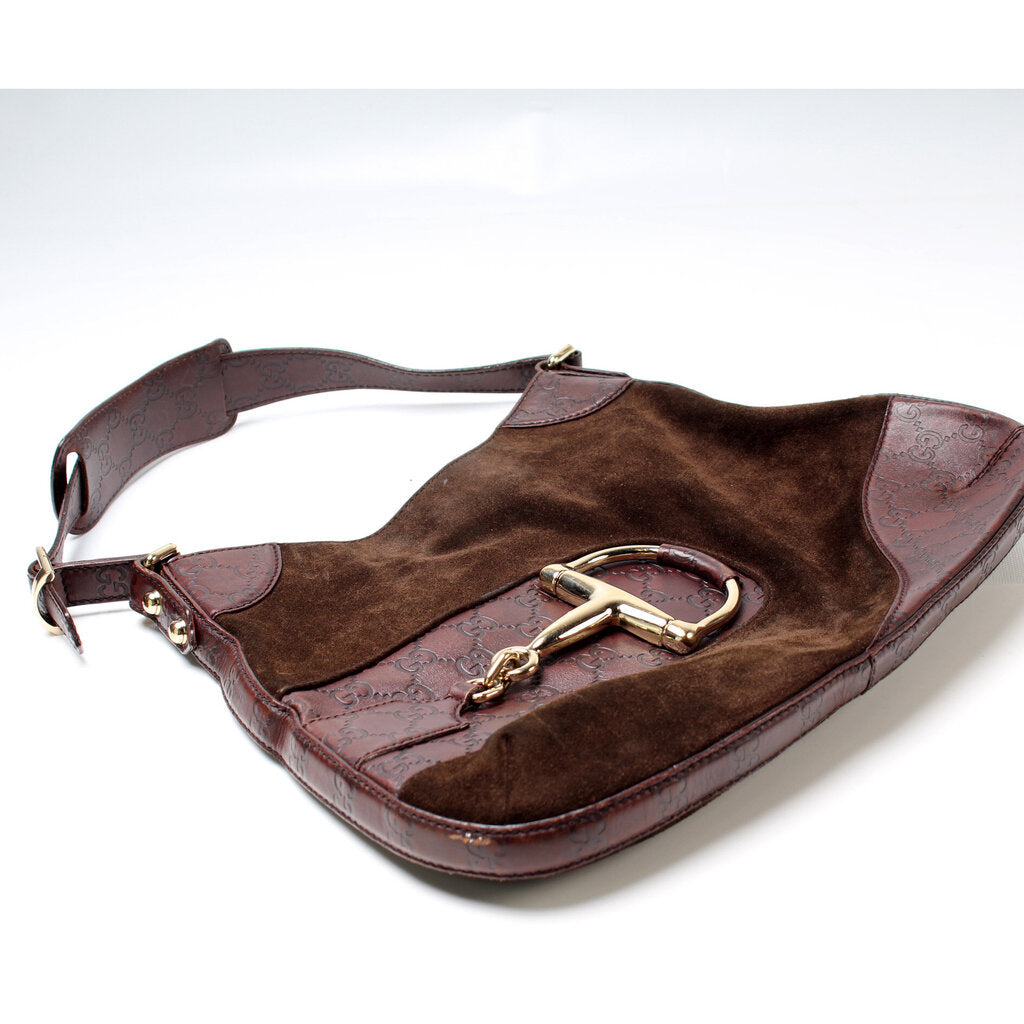 204046 Horsebit Suede Hobo