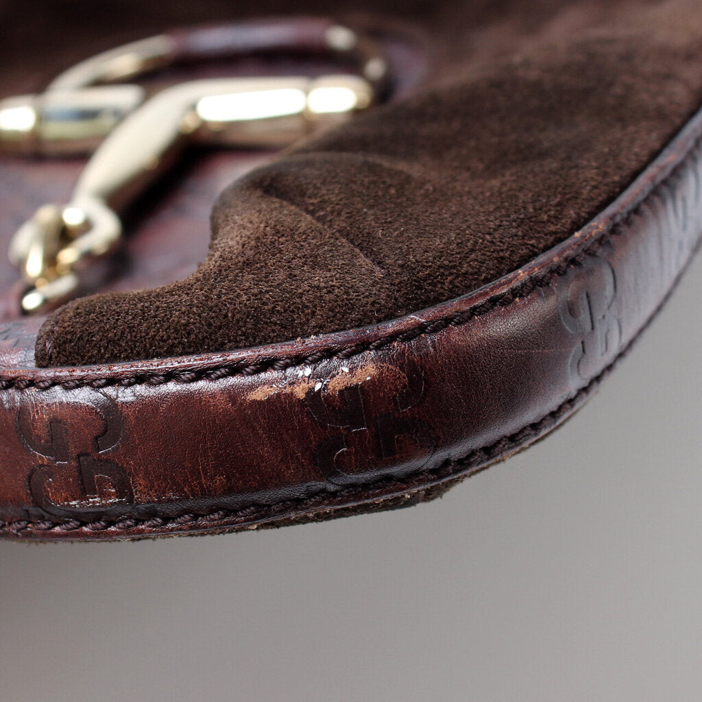 204046 Horsebit Suede Hobo