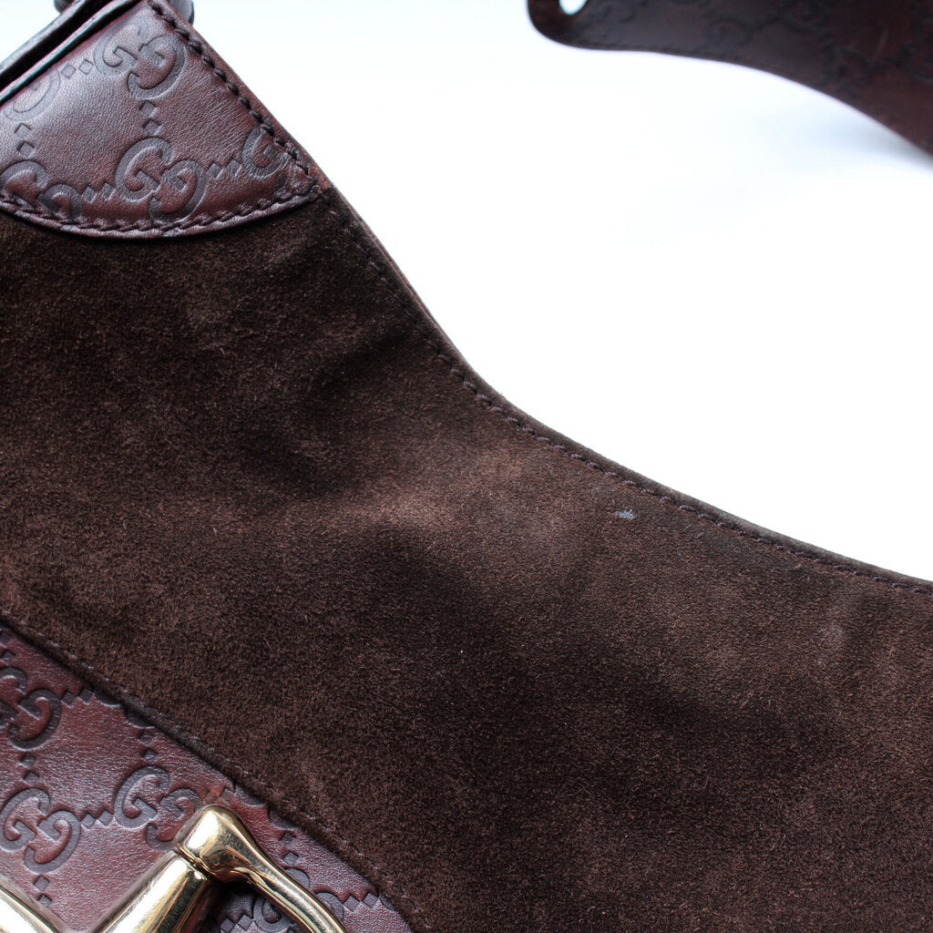 204046 Horsebit Suede Hobo