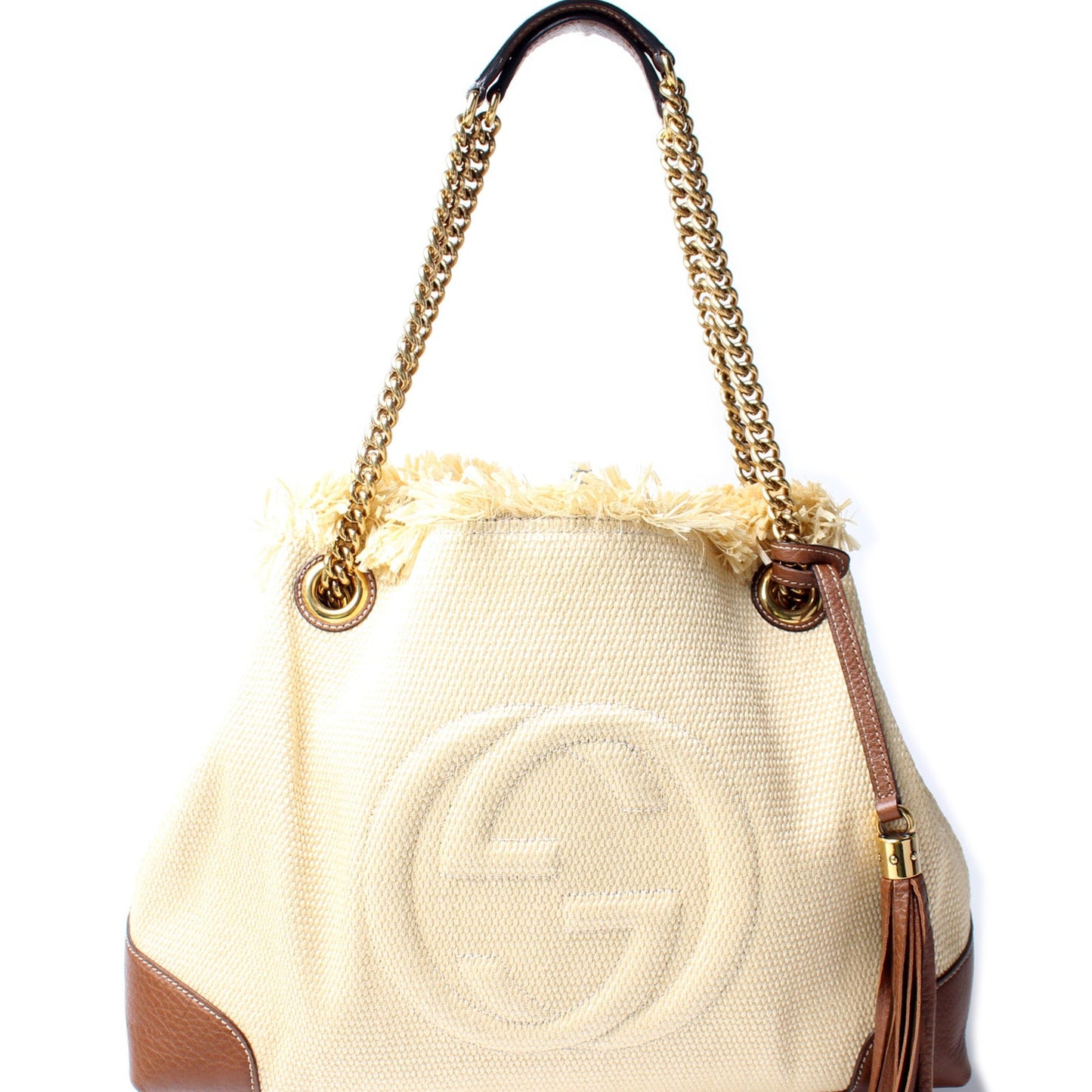 308982 Soho Raffia Shoulder Medium
