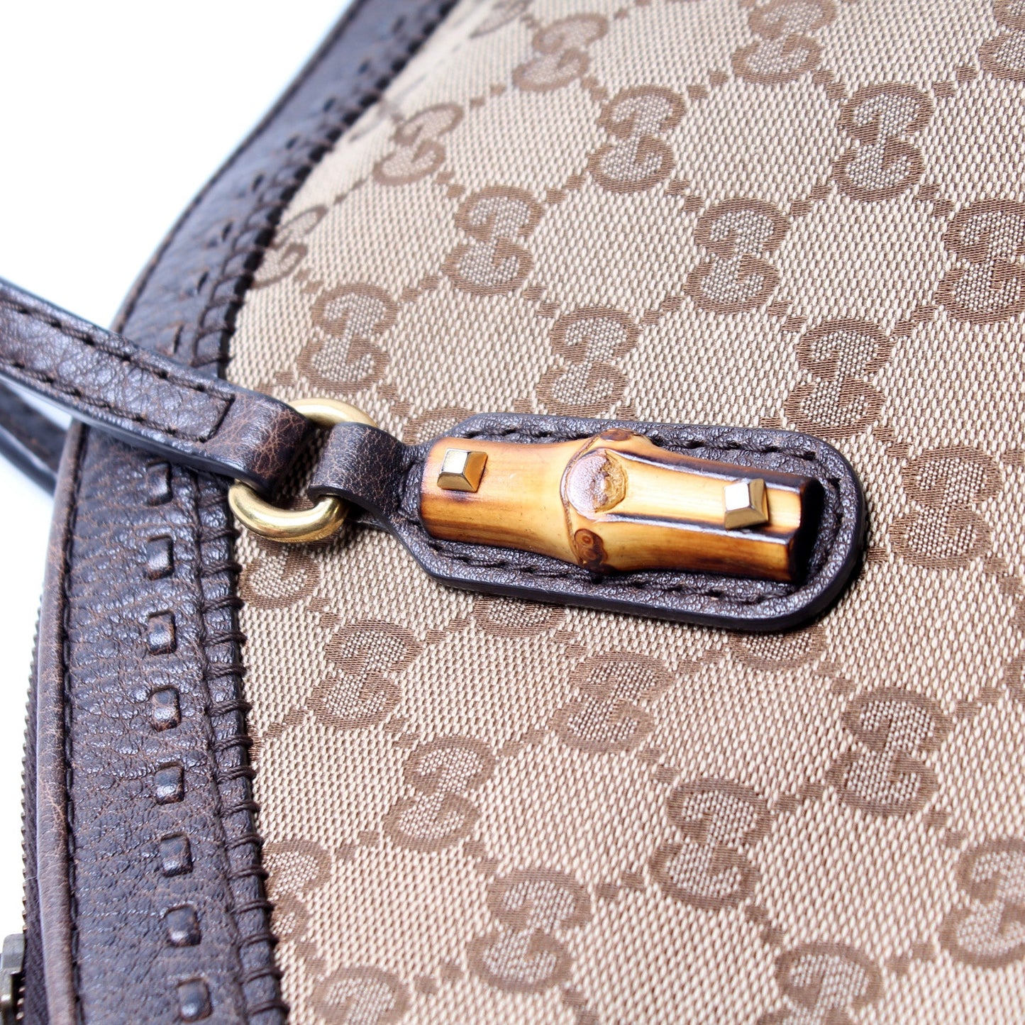 339002 GG Bamboo Canvas Shoulder Bag