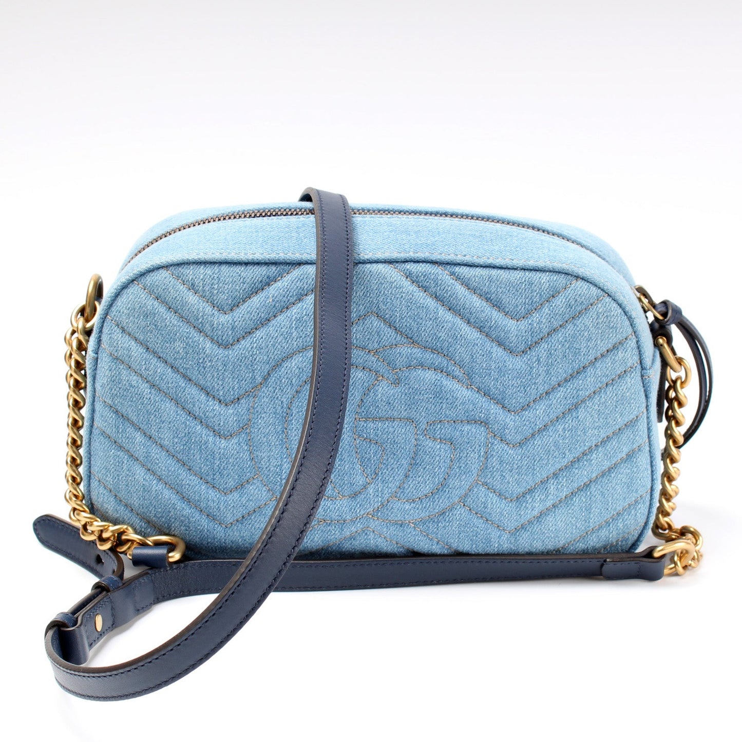 447632 Marmont Small Denim Camera