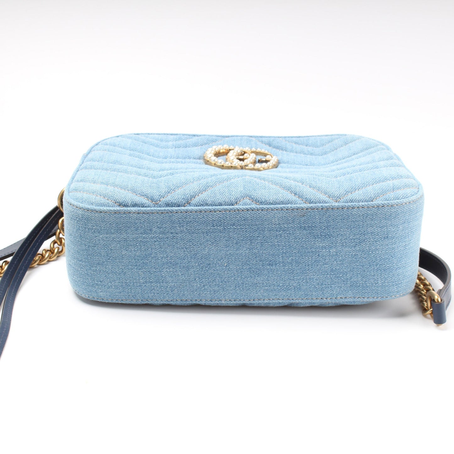 447632 Marmont Small Denim Camera