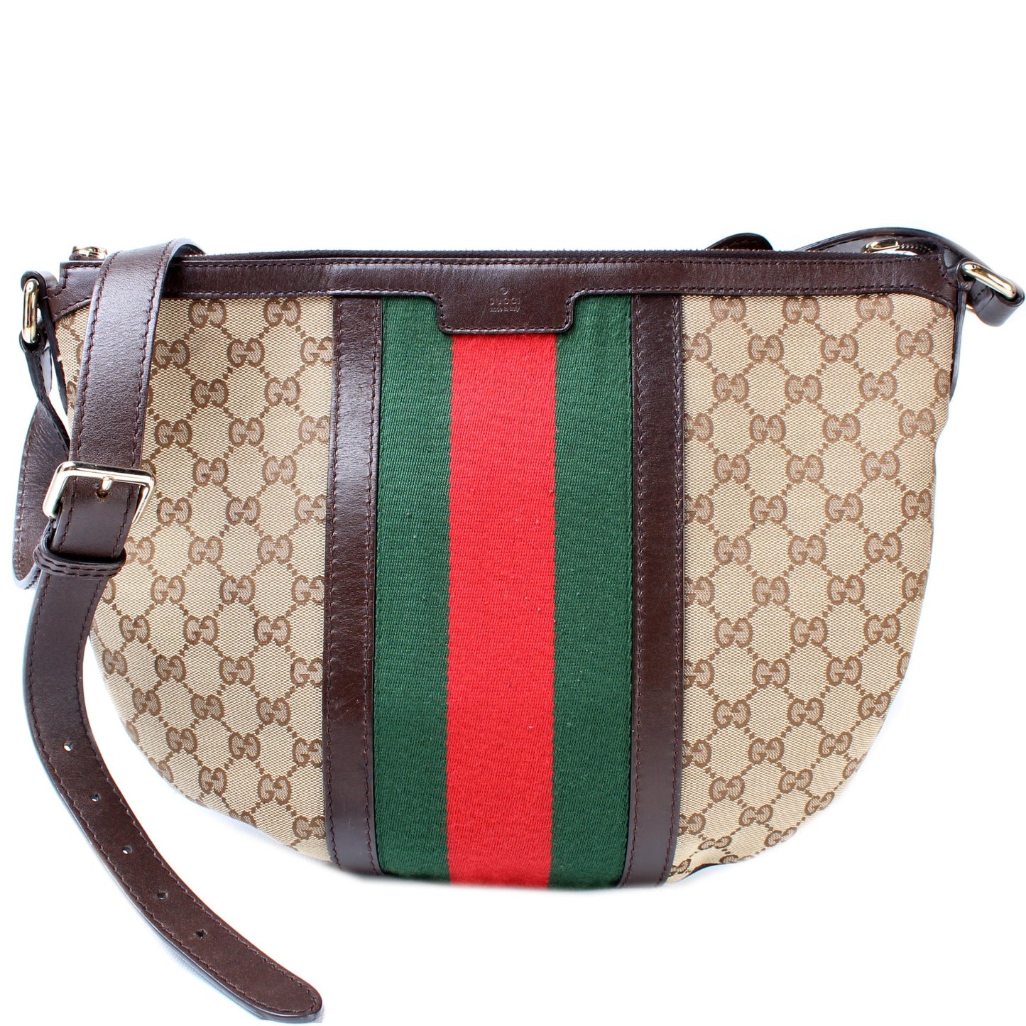 257082 GG Canvas Web Half Moon Hobo