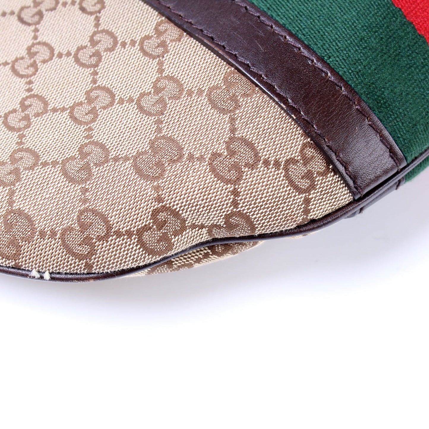 257082 GG Canvas Web Half Moon Hobo