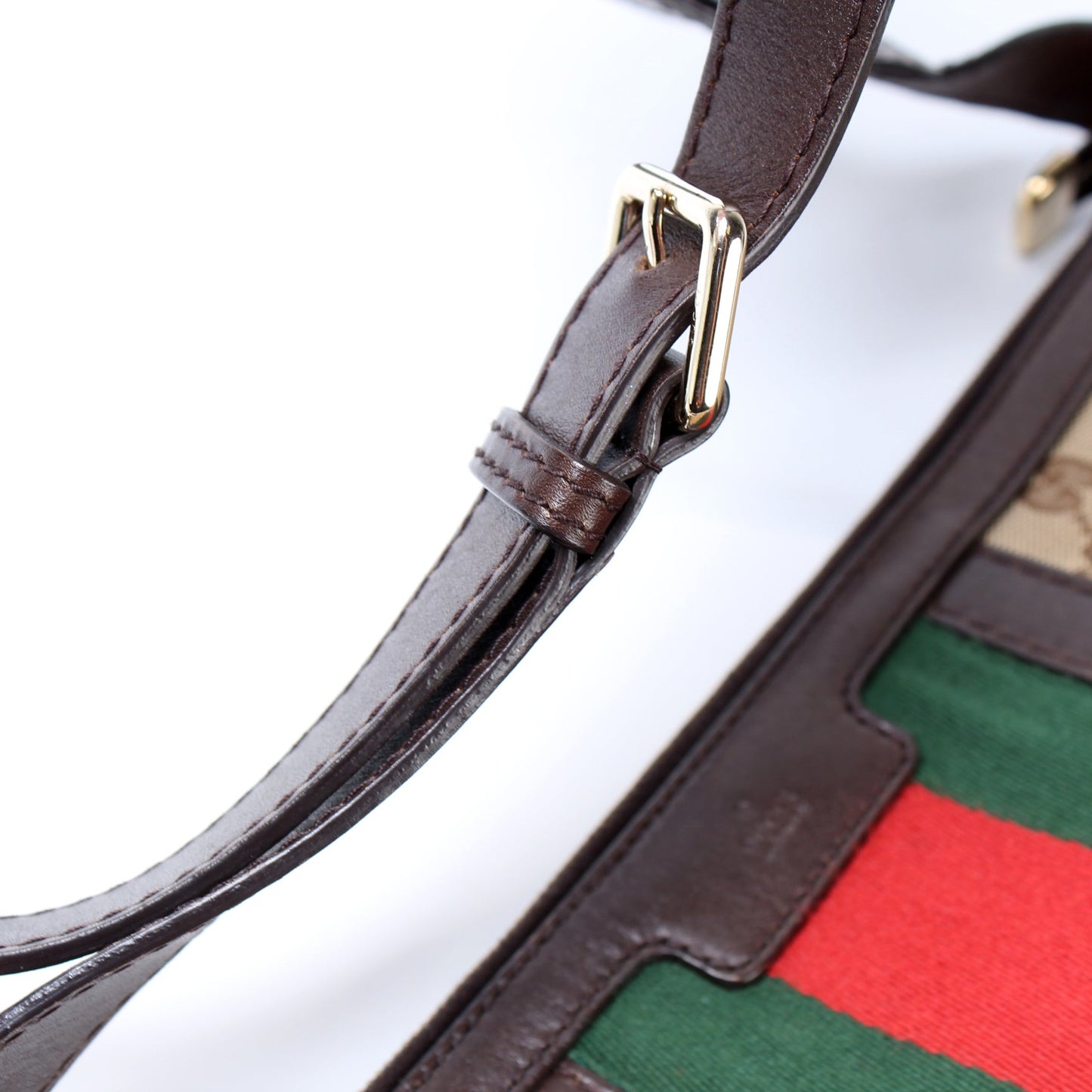 257082 GG Canvas Web Half Moon Hobo