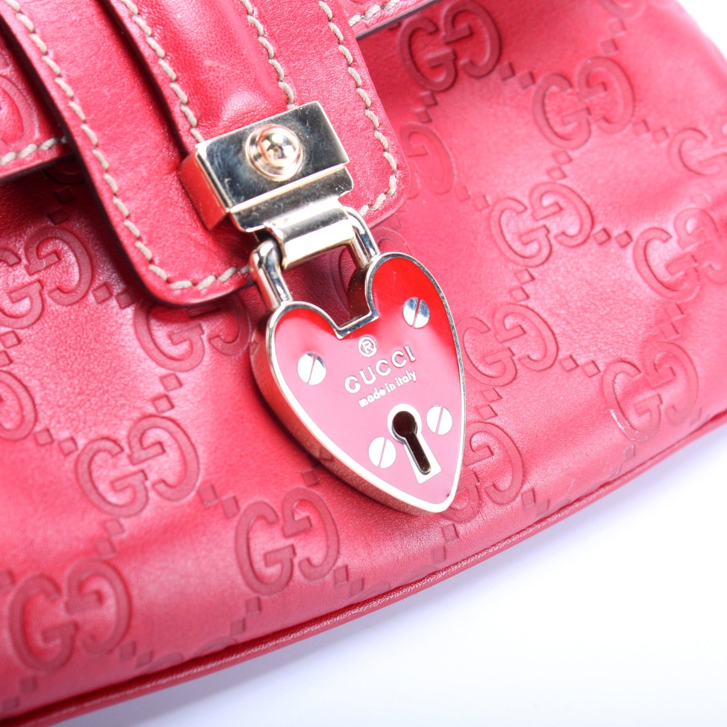 154388 GG Leather Heart Lock Mini Bag