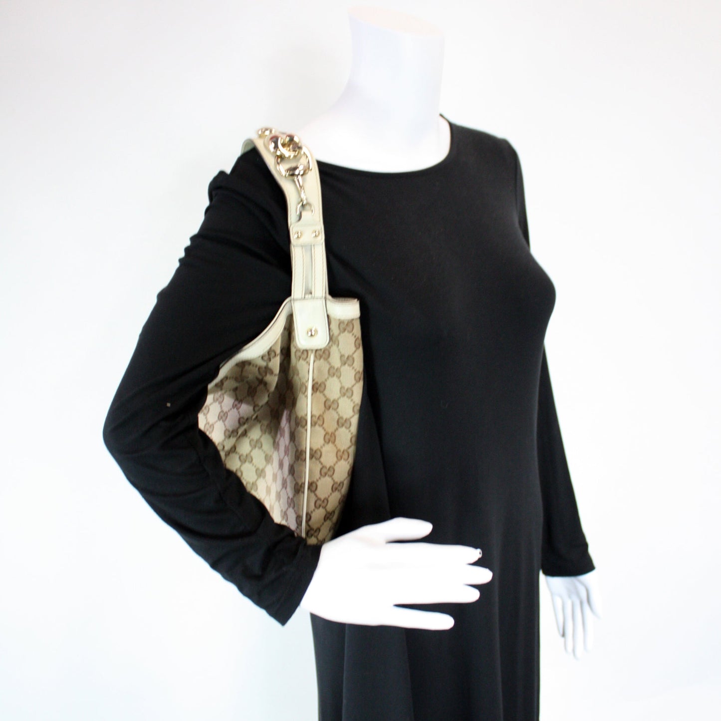 170014 GG Canvas Wave Horsebit Hobo