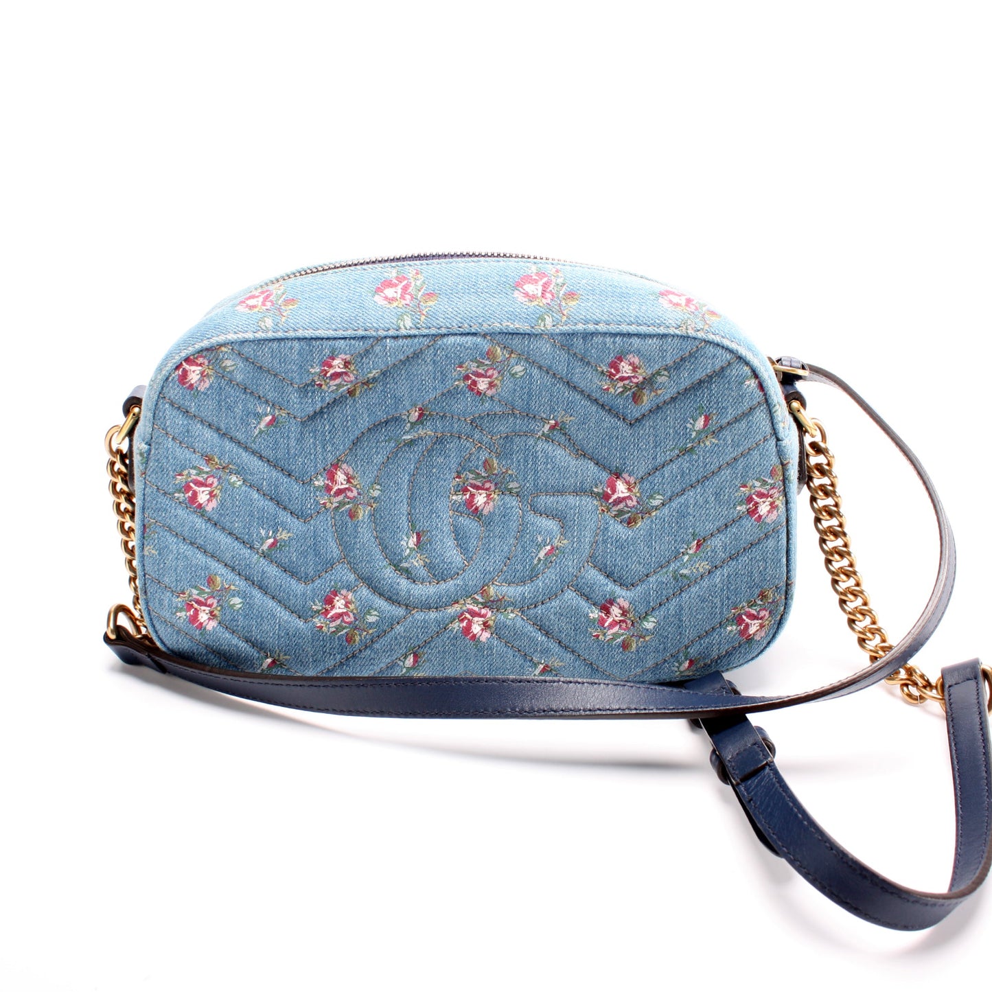 447632 Marmont Small Denim Camera