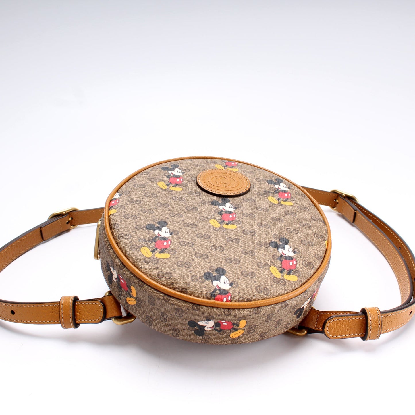 603730 Gucci X Disney GG Supreme Mickey Mini Round Backpack