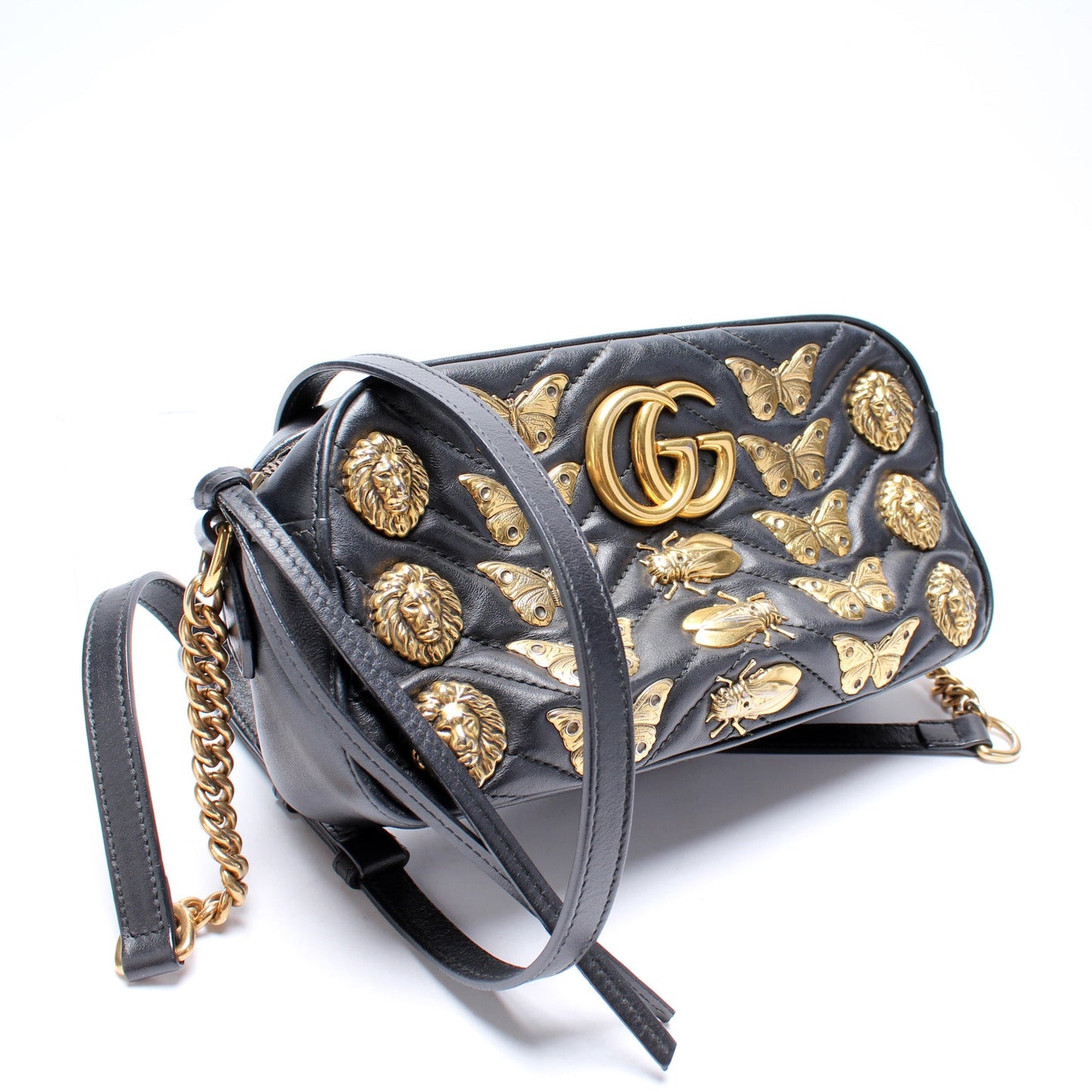 447632 Marmont Small Leather Camera Animal Studs Bag