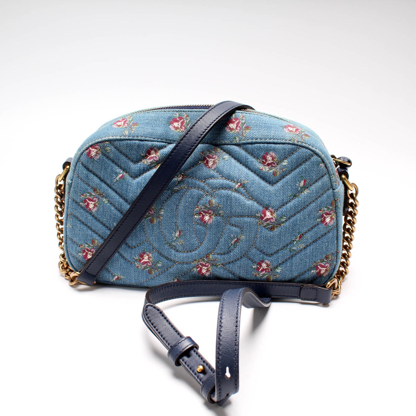 447632 Marmont Small Denim Camera